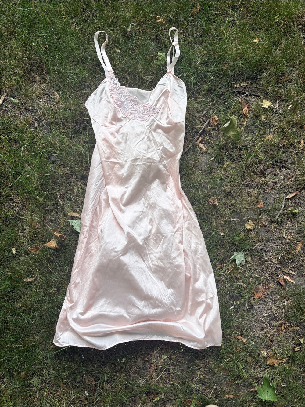 Light Pink Satin Lace-Trim Slip